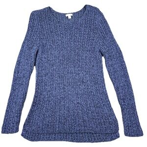 J Jill Sweater Womens Blue Small Open Knit Pullover Lightweight Boho Coastal